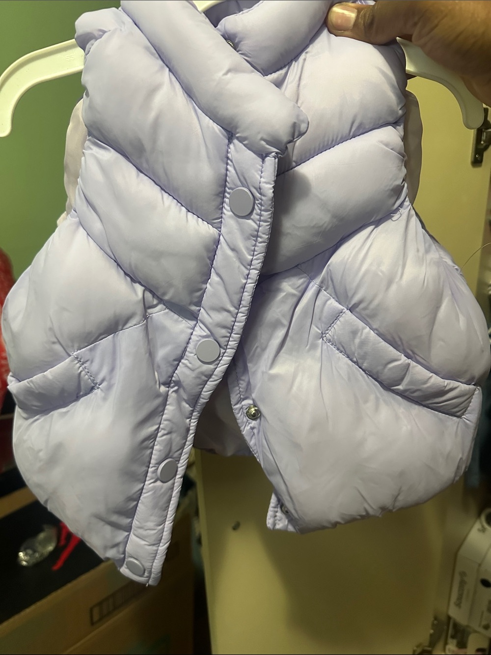 Quilted Vest in Pale Lavender - Lightweight Snap Front